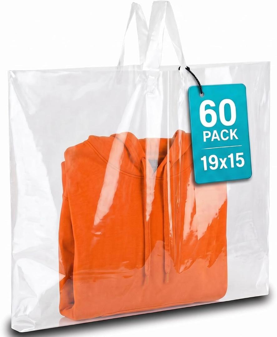 19x15 Large Plastic Shopping Bags for Small Business with Handles