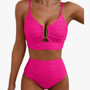 Herseas 2 Piece Bikini Set U-Wire Cutout Popular Swimsuit High Waisted Textured 2026 Summer Beach Swim Bathing Suits. Size LG