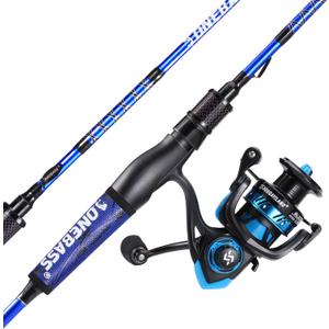 One Bass Fishing Rod and Reel Combo, IM7 Graphite 2 Pc Blank Baitcasting Combo, Spinning Rod with SuperPolymer Handle, 6'0"Medium-Fast with 1000 Reel