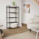 SONGMICS 5-Tier Metal Storage Rack, Shelving Unit with X Side Frames, Dense Mesh, 12.6 x 31.5 x 57.3 Inches, for Entryway, Kitchen, Living Room, Bathroom, Industrial Style, Ink Black UBSC185B01