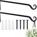FEED GARDEN 15 Inch 2 Pack Hand-Forged Hanging Plant Bracket Heavy Duty Metal Plant Hangers for Outdoor Hanging Bird Feeders Lanterns Wind Chimes Black