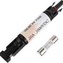 20A Waterproof in-Line Solar Fuse Holder,PV Inline Fuse Holders 20 Amp for Solar Panel and Solar Controller, Black,with Fuse