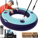 SereneLife 36 Inflatable Tire Swing with Hang Kit, 600lbs Capacity Heavy Duty Tire Swing with UV and Puncture Resistance, 360 Swivel, Hand Pump, Adjustable Ropes, Carry Bag, Hangs on Trees and Posts