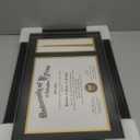 GraduationMall 11x17 Black Diploma Frame with Tassel Holder for 8.5x11 Certificate Document,Real Glass, Black over Gold Mat