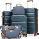 Luggage Sets 5 Piece, Suitcases with Wheels,ABS Hard Case Luggage with TSA Lock Spinner Wheels,Carry On Luggage Set (20/24/28 Inch) IceBlue