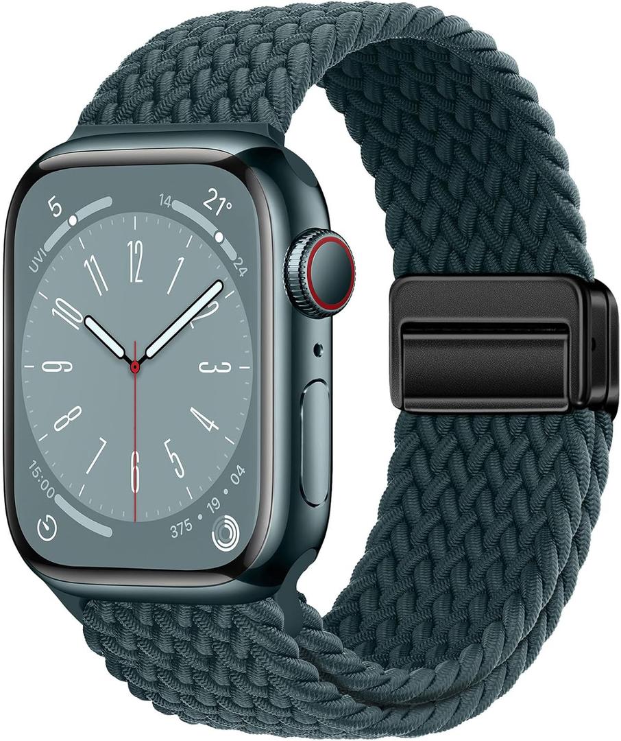 Qimela Sport Loop Compatible with Apple Watch Band 38mm 40mm 41mm 42mm 44mm 45mm 46mm 49mm for Women Men,Magnetic Strap Stretchy Braided Wristband for iWatch Series 11 10 9 8 7 6 5 4 SE Ultra 3 2 1