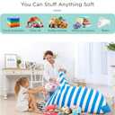 Aubliss Stuffed Animal Storage Bean Bag Chairs Cover, 50"x 35" Extra Large Bean Bags Chair for Kids & Adults, Beanbag Toy Storage for Boys Girls - Premium Cotton Canvas Blue Stripe