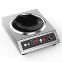 VEXMAECY 1800W Electric Wok Used For Home And Commercial,Induction Wok With Concave Surface Stainless Steel Strong Power Dual Control Mode 10 Power And Temp 24H Timer Induction Cooktop For Cooking