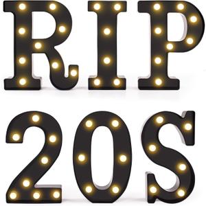 6Pcs 30th Birthday Decorations for Women, RIP 20S Led Light Up Sign Death to My 20s Party Supplies Gifts Favor for Table Wall Decor (Black)
