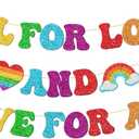 Party Inspo Pride Banner - Rainbow Pride Month Decorations for LGBTQ+ Party, All for Love and Love for ALL Banner for Gay and Lesbian Celebrations