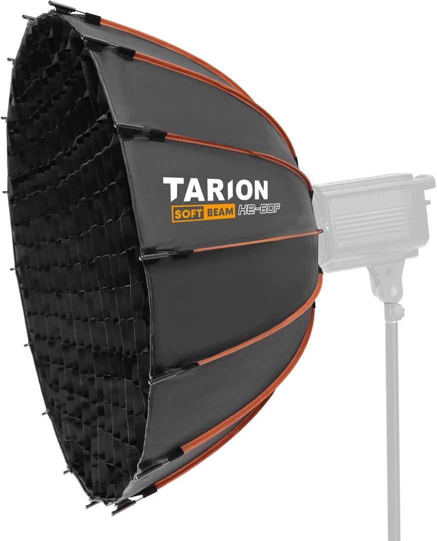 TARION Quick Release Parabolic Softbox - Bowens Mount Softbox with Diffusers/Honeycomb Grid/Carrying Bag for Live Streaming, Photography, Videography (Parabolic 23.5"/60cm)