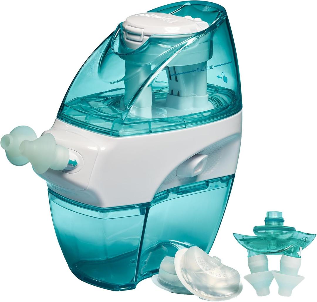 Navage Multi-User Sinus Rinse Irrigation System Bundle - Congestion Relief, Saline Nasal Rinse Kit with 1 Nose Cleaner, 30 Salt Pods, and Extra Nasal Dock and Pair of Nose Pillows