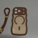 Magnetic for iPhone 17 Pro Case, Cute Wavy [Full Camera Protection] [Fit for MagSafe], 1X Screen Protector+1X Wrist Strap, Trendy Translucent Matte Women Girly Phone Case for iPhone 17 Pro 6.3", Brown