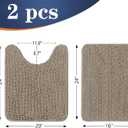 OLANLY Bathroom Rugs Sets 2 Piece, Soft Absorbent Chenille Bath Mats and U-Shaped Contour Toilet Mat Area Rug Set, Machine Washable Bath Carpet, Home Decor Accessories(24"x16"+24"x20", Warm Taupe)