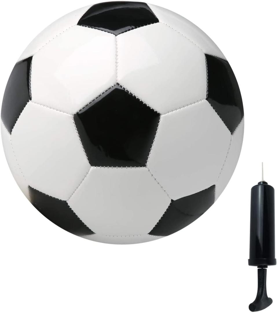 Soccer Ball Size 2,3,4,5 with Pump Needle Classic White Black Thicker PU Tight Weaved Suitable for Youth Boy League Game Trainning Practice or Gift