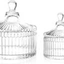 R FLORY 2 Pack Qtip Holder Apothecary Jars with Lids Glass Q Tip Holder for Bathroom Set Decorative Jars Crystal Bowl Jar Organizer for Cotton Swabs, Balls, Pads, Floss Picks (Transparent 10+24oz)