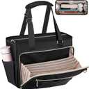 Teacher Bag, Large Women Work Bags with Foldable Document Pocket, 15.6-inch Laptop Compartment, Adjustable Handles, Support Panel and Insulated Pocket. Fit for Nurse Bag, Work Briefcase or Travel Bags