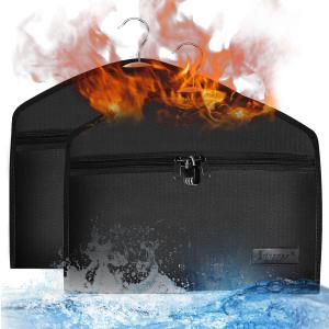 JUGREAT Fireproof Hanger Diversion Safe Bag with Lock, Hanger Safe for Valuables, Secret Safe Under Clothes with Compartment to Hide Items for Home or Travel Safe-2 Pack (Black)