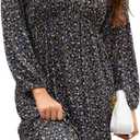 OUGES Womens 2023 Fall Long Sleeve Maternity Dress for Baby Shower Photoshoot V Neck High Waist Midi Dress with Pockets (L)