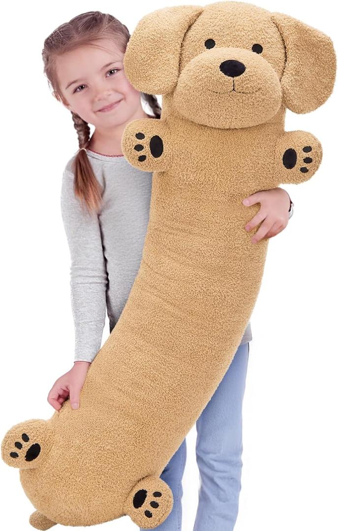 Muiteiur 43.3 Inch Long Dog Plush Pillow, Golden Retriever Dog Stuffed Animal with Big Ears, Soft Hugging Body Pillow, Gift for Kids, Girlfriend