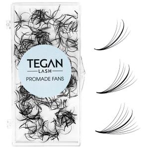 TEGAN LASH 500 Wispy Premade Fans Eyelash Extensions, Handmade Volume Lashes, From 5D-9D, 0.05/0.07 Thickness, C/CC/D Curl, 9-15mm Length, Thin Base, Soft, Long-Lasting, Easy to Apply (9D-0.05-C-13)