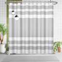 White Grey Shower Curtain for Bathroom 72x72inches Boho Gray and White Striped Waffle Shower Curtain Set with Hooks Bohemia Geometric Decor Waterproof Fabric Shower Curtain