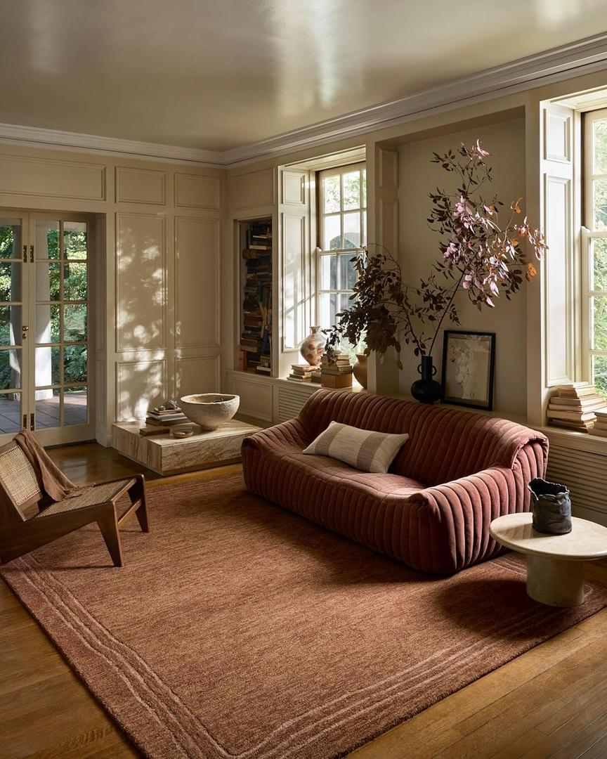 Loloi Leanne Ford Craven Collection CVN-02 Spice/Rose 2'-3" x 3'-9" Accent Rug Geometrical, Patterned, Neutral, Entryway, Mudroom, Bathroom, and Kitchen