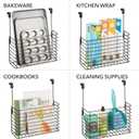 mDesign Over The Cupboard Hanging Storage Basket Metal Bakeware Organiser and Cutting Board Holder Excellent Kitchen Storage Solution Bronze