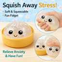 Dumpling Squishies, Glitter Dumpling, Glitter Dumplings Squishy with Box, Dumplings Sensory Squeeze Toy for Stress Relief Stretchy Desk Toys (White)