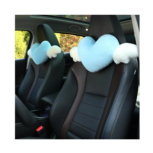 2 Pack Heart Shaped Cute Car Headrest Pillow with Angel Wings - Comfortable Soft Head Rest Cushion Kawaii Car Accessories Neck Pillow for Driving Travelling Office Home Decor - Light Blue Love Heart