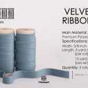 Vitalizart Dusty Blue Velvet Ribbon Set 3/8" x 15 Yd Wooden Spool Fabric Trim 3 Rolls * 5 Yd for Christmas Wreath Decoration Handmade Craft Ornaments Gift Wrapping & Bow Making