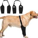 Dog Recovery Suit for Front Legs, Dog Recovery Sleeves After Surgery with Elastic Band, Soft Protective Elbow Braces for Medium Large Dogs, Cone Collar Alternative to Stop Licking Leg Wounds, Black, L