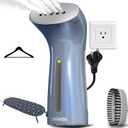 Portable Travel Garment Steamer for Clothes, Metal Steam Head, 25s Heat Up, Pump System, Mini Size, Handheld Steamer for Any Fabrics, No Water Spitting, 120V (Sierra Blue)