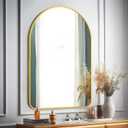 NeuType Arched Wall Mirror, 36"x24" Wall Mirror, Hanging or Leaning Against Wall, Large Bedroom Mirror, Floor Mirror, Dressing Mirror, Aluminum Alloy Thin Frame, Rounded Corners, Gold