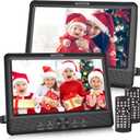 WONNIE 10.5" Two Car DVD Players Portable Dual Screen Headrest Video Player, Play a Same or Two Different Movies with 5-Hour Rechargeable Battery,2 AC Adapters,2 Mounting Brackets,Support USB/SD Card