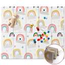 Noonkty 71x59 Foldable Foam Baby Play Mat for Floor, Babies Activity Tummy Time Playmat, Kids Non Toxic Foam Thick Play Mat for Baby, Toddlers, Waterproof & Anti-slip Crawling Mats,Rainbow,71x59x0.4