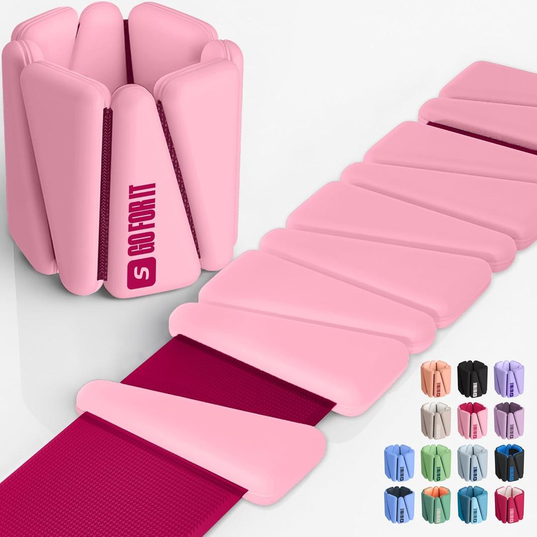SPORTBIT Wrist Weights, Ankle Weights for Women  Set of 2 (1LB Each), Adjustable Weighted Bracelets for Home Gym, Running, Yoga, Exercise and Strength Training (Single Pink)