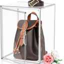 1 Pcs Super Large Acrylic Display Case Purse Handbag Storage Organizer for Closet Clear Stackable Bag Boot Shoe Boxes with Magnetic Door