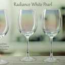 Circleware Radiance Wine Glasses, 4-Piece Glassware Set, Home Entertainment Party Dining Beverage Drinking Cups for Water, Liquor, Farmhouse Decor Gifts, 14.5 oz, White Pearl