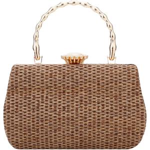 YYW Straw Bag Women Woven Beach Handbag Basket Shape Tote Bags for Spring Summer Purse (Coffee Color)