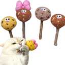 4 Pack Catnip & Silvervine Lollipops, Cat Chew Toy for Kitten Teething, Interactive Cat Toy for Bored Indoor Cats, Cat Kicker Toy