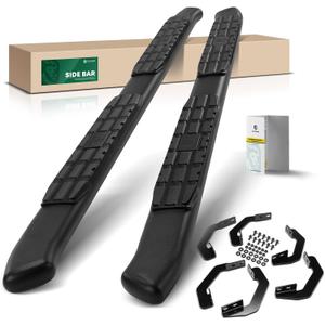 YHTAUTO 4.25'' Running Boards Side Step Bars Compatible with Nissan Frontier 2005-2024, Crew Cab, Textured Black Steel Oval Driver & Passenger Side Truck Side Step Rails