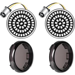 Benlari 2inch Rear Turn Signals, 60LEDs Turn Signals Kit with 2 Smoked Lens Cover Fit for Harley Touring Street Glide Electra Glide Road King Road Glide Sportster Iron 883 Dyna Softail 1986-2024