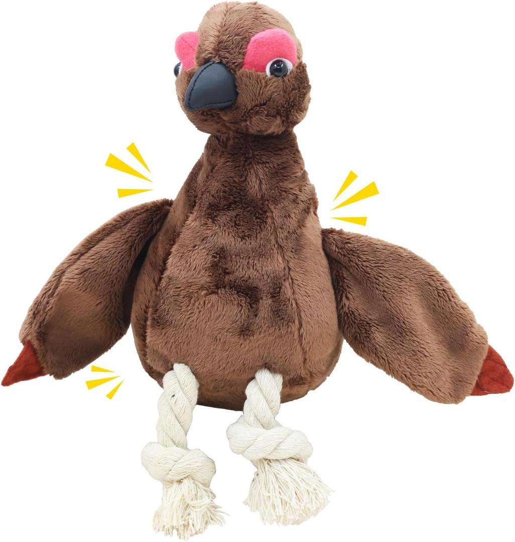 7" Squeaky Plush Toy for Puppies Small Dogs Self Etertainment Washable Soft Made [PET ONLY] (Brown Turkey)