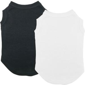 Chol&Vivi Dog Clothes Shirts, 2pcs Shirt for Large Size Dog, Blank Pet Cotton Sleeveless Apparel Soft and Lightweight, Tank Top for All Breeds, Black and White, XX-Large (XXL (25" Chest))