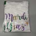 Womens Mardi Gras Shirt Stripes Fat Tuesday Tee Shirt Sequin New Orleans Carnival Party Long Sleeve Top (White, L)