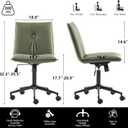 YOUTASTE Desk Chair Armless Office Chair with Wheels, Upholstered Computer Task Chairs with Back, Modern Adjustable Swivel Rolling Vanity Chair for Home Bedroom, Olive Green
