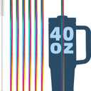 for Stanley Quencher 40oz Tumbler 6x Metal Stainless Steel Straws, 12inch Replacement Extra Long/Tall Straws for Stanley Cup 40oz Drinking Reusable Accessories (6x Straight,10mm Colorful)