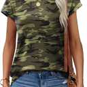 Alaroo Womens Summer Tops Short Sleeve Shirts Crew Neck Tshirt Cute Trendy Tunic Blouses (Green, XXL)