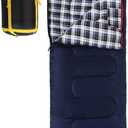 REDCAMP Cotton Flannel Sleeping Bag for Camping Backpacking, Adults Cold Weather Envelope Sleeping Bags with 3lbs Filling, Blue with 3lbs filling